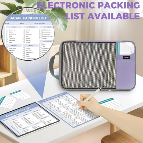 Image of BAGAIL 4 Set /6 Set /8 Set Compression Packing Cubes Travel Accessories Expandable Packing Organizers(HalfMesh,8-Dusty Purple)
