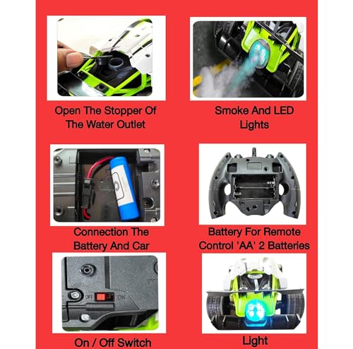 Image of ADM Rechageable Remote Control Car with Water Mist Spray Function for Kids, 2.4Ghz RC Drift Car, High Speed Racing Sport, with LED Light & Sound Electric Toy (White)