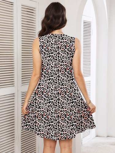 Image of Heymoments Women's Summer Dresses Sleeveless Casual Fashion Loose Swing Button Down Beach Dress with Pockets