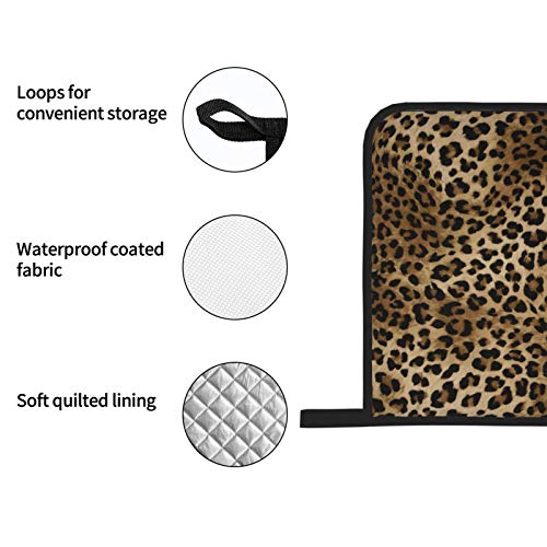 Leopard Print Oven Mitts And 2 Pot Holders Set, Soft Cotton Lining With Non-Slip Surface, Kitchen Microwave Gloves For Baking Cooking Grilling Bbq #TOP5