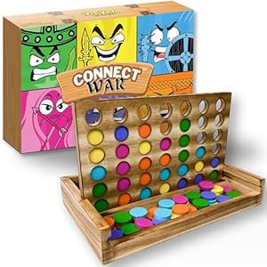 Connect War – 4 in a Row Table Top Game for 2-6 Players, Handcrafted Wooden Games for Family and Group Play, Four in a Row Wood Game