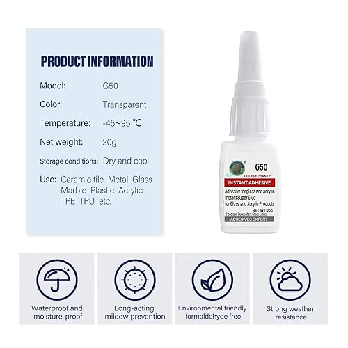 Miniatura 6 de Pegamento de vidrio de 0.71 oz, adhesivo acrílico para pegar vidrio a vidrio, acrílico a acrílico, vidrio a otros materiales, acrílico a otros