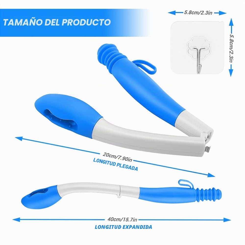 Herramientas de ayuda para inodoro, carpeta de largo alcance, Comfort Wipe Victop Bottom Wiper Ayudas de papel higiénico Buddy ayuda para asistencia de movimiento extiende alcance más de 15.7 pulgadas