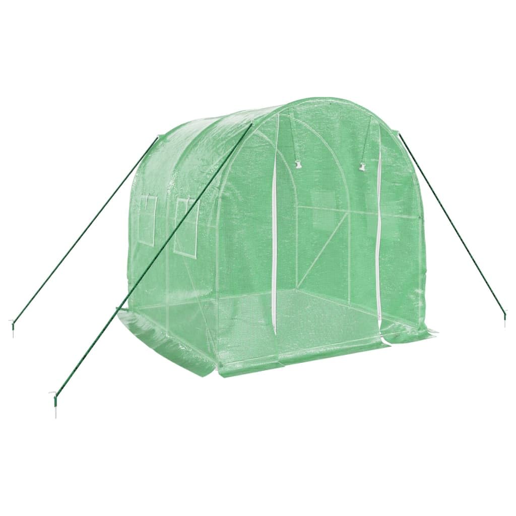 Invernadero, cubierta de PE resistente con estructura de acero galvanizado 2x2x2 m, diseño con puerta enrollable y ventanas laterales para jardinería aficionada