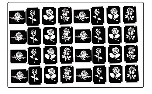 Flower Tattoo Stencil Collections (32 Tattoo Glitter Airbrush Stencil Rose)