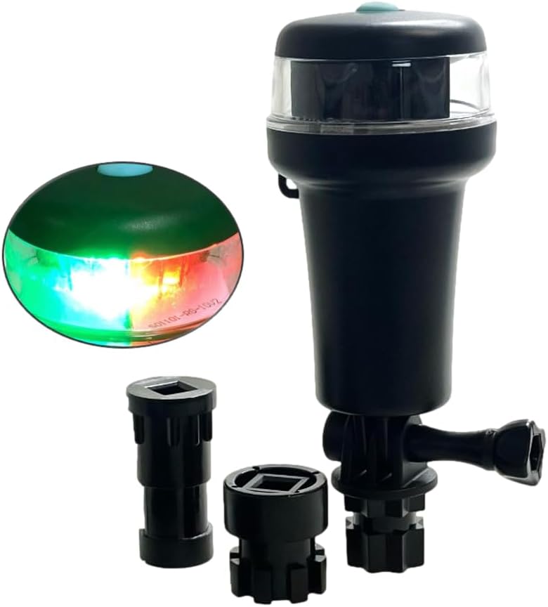 Pactrade Marine Luces de navegación para barcos LED  Luces de navegación de batería rojasverdes para barcos  Soportes de adaptador, base giratoria,