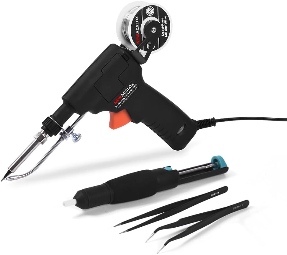 Soldering Iron Kit Electric Solder Guns Set 80W Precision Electronics Tools for Jewelry Making, Stained Glass, PCB Wire Repair, Adjustable 500-896ยฐF, One-Handheld Automatic Send Tin Feed