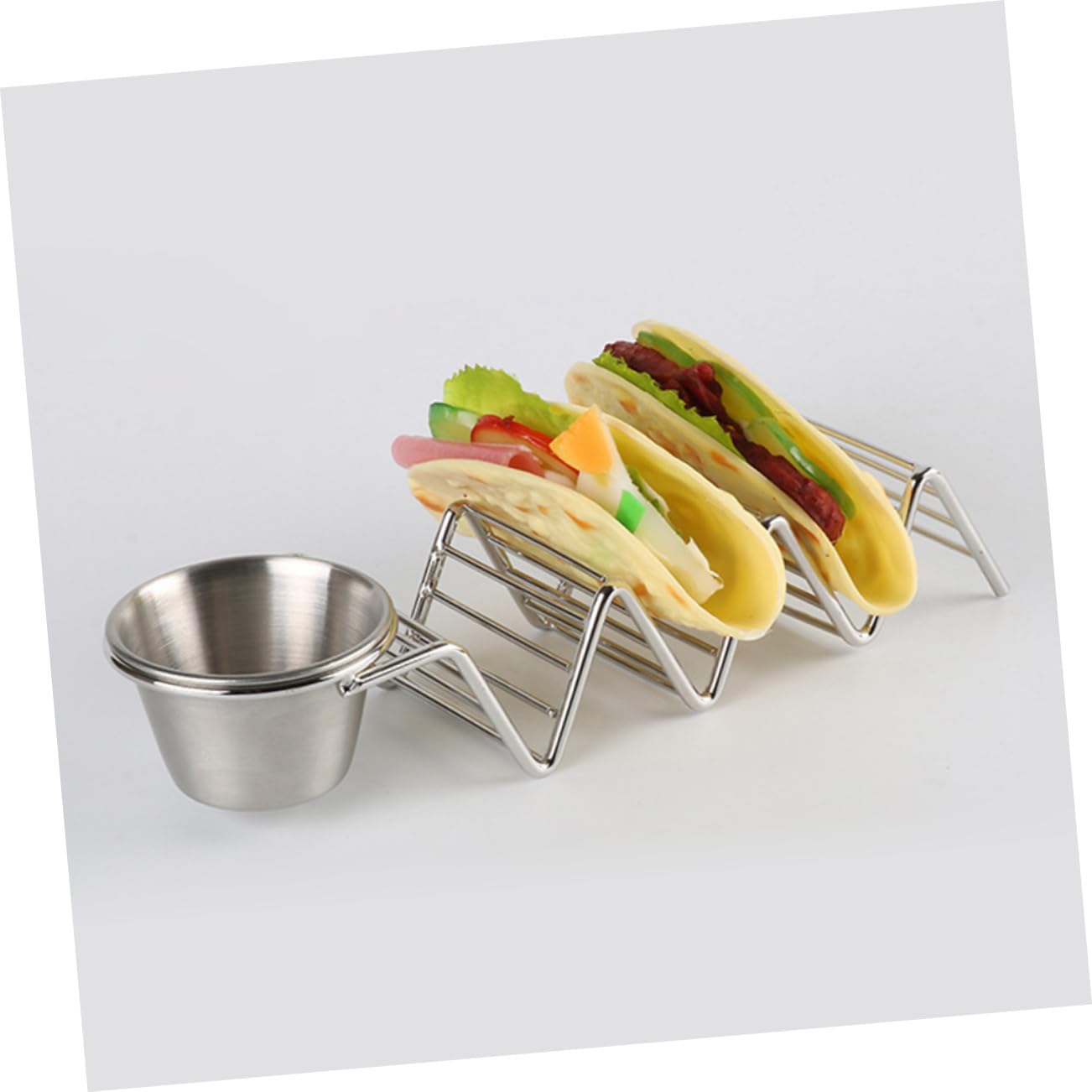 PRETYZOOM 2 Pack Taco Holder Rack Mexican Pancake Rack 304 Stainless Steel for Family Gatherings Restaurants