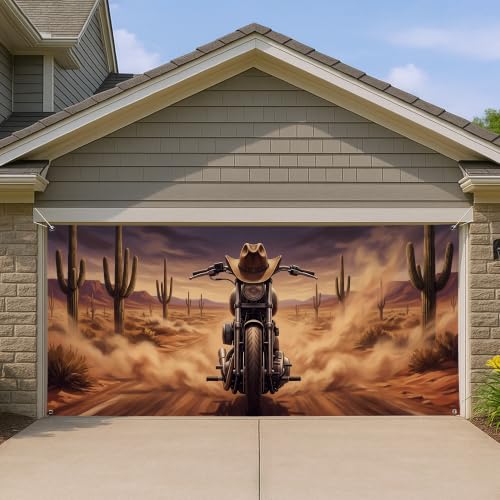 Cubierta para puerta de garaje de motocicleta del desierto y decoración exterior