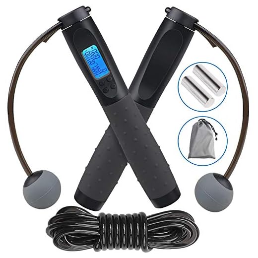 Jump Rope, Digital Weighted Handle Jumping Rope Workout with Calorie Counter, Adjustable Cable Length Skipping Ropes for Indoor and Outdoor Training Fitness, Cordless Jump Rope for Men, Women, Kids
