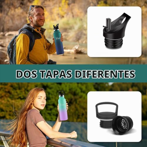 Miniatura 5 de Mujigaga Botella Agua Acero Inoxidable 1 Litro Con Pajita, Sin Bpa