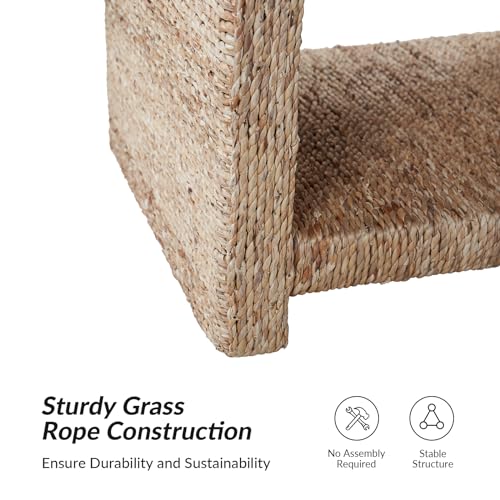 HULALA HOME Rattan Nightstand with Two Open Shelves, Seagrass Side Table Coastal Style, End Tables Natural - Image 8