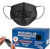 Stone&Stone 100 Mascarillas Quirúrgicas Tipo IIR Certificado CE, Negro Rosa Celeste Mascarilla médicas homologadas 3 capas Alta eficiencia filtración bacteriana mayor al 98% S&S Medical (Negro)