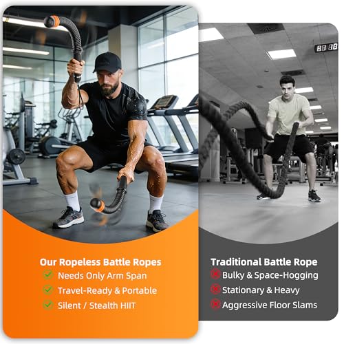 Upgrade Weighted Ropeless Battle Ropes, Adjustable Cordless Battle Rope – Portable Battle Ropes for Home Gym Workout, HIIT & Cardio Full Body Training Exercise Rope for Strength Training Men & Women - Image 4