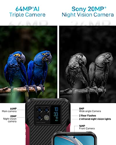 Doogee 5G Rugged Smartphone Unlocked V20 (2022) 6.43'' Amoled Dotdisplay, 64Mp And 20Mp Night Vision Camera, 6000Mah, 8Gb+256Gb Android 11 Unlocked Cell Phone, Ip68 Waterproof Rugged Cell Phone, Nfc #TOP5