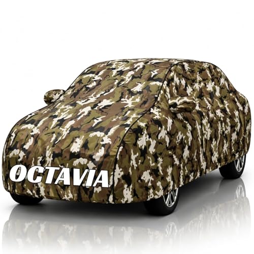 Image of Safe-Cars New Jungle 100% Waterproof Octavia Car Cover | Polyester Car Body Cover for Rain & Sun | UV Protection, Dustproof, Scratch Resistant, Windproof, Heat Resistant, Custom Fit