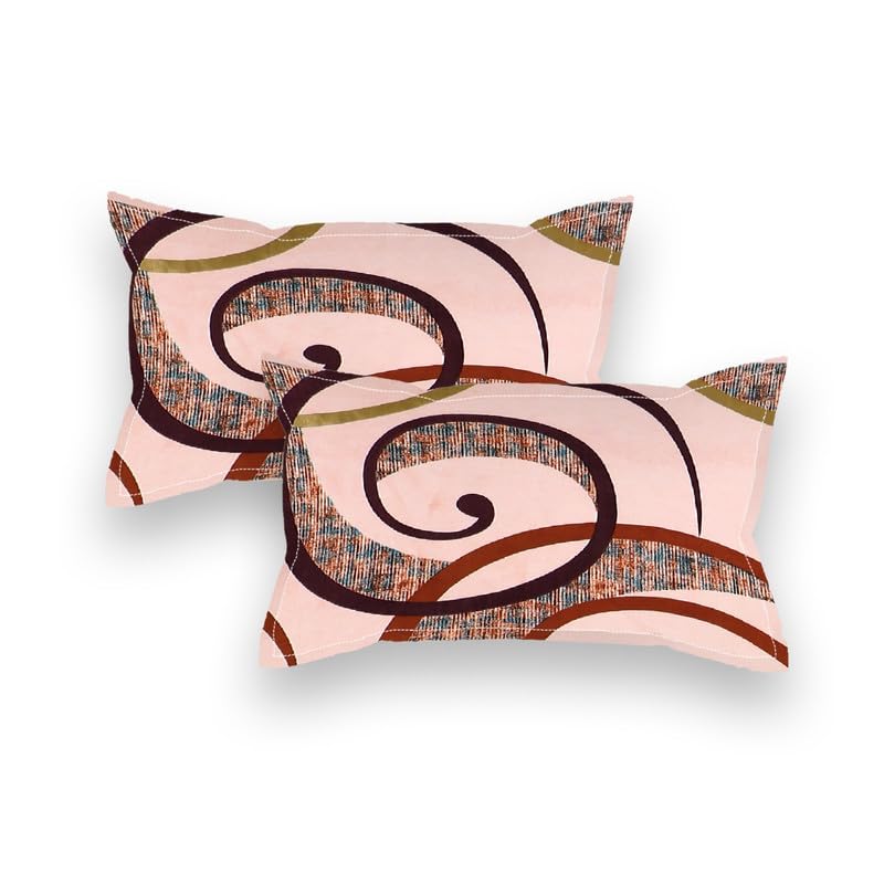 Image of NHD HOME Pure Cotton Flat Double Bedsheets with 2 Pillow Covers | Double Bed Breathable | Wrinklefree | Soft 200tc Supersoft | 228 x 225 Cm| Beige & Maroon