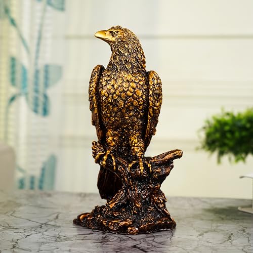 Image of Artarium Mighty Golden Eagle Showpiece Beautiful Bird Statue Feng Shui Bird Figurine Sculptures Handmade Decorative Showpiece for Home Decor Pooja Room Gifting (Mighty Eagle Antique 8.66 Inch)