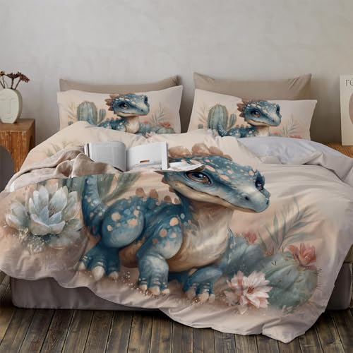 Housse de couette facile à laver parure de lit 3D dinosaure 260cm - 4