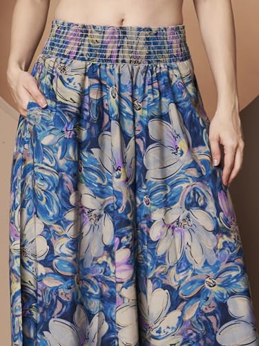 Image of KZULLY | Palazzo for Women | Solid & Printed | Stylish Wide-Leg | Comfortable Elastic Waist Bottomwear