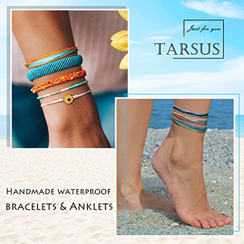 Tarsus String Ankle Bracelet For Women Teen Girls Yarn Rope Wax Layered 3 Anklet Set #TOP6