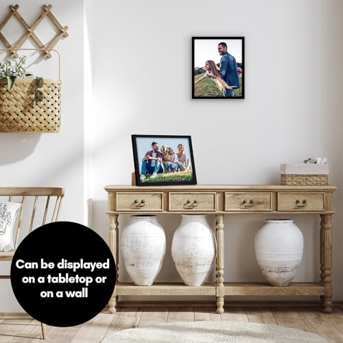 Image of Americanflat 10x12 Picture Frame with Shatter-Resistant Glass - Streamline Collection - Thin Border Photo Frame for Tabletop and Wall Display - Hanging Hardware and Easel Stand Included - Black