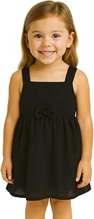MiniHaute MH Hakoba Cotton Sleeveless Knee-Length Dress for Girls | Stylish Design with Bow | Lightweight Outfit for Outin... Price In India