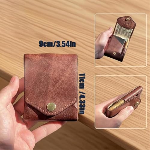 Vintage Handmade Leather Wallet, Multifunctional Compact, Slim Simple Men's Wallets Built-In Pen Slot (1 Pcs) 6
