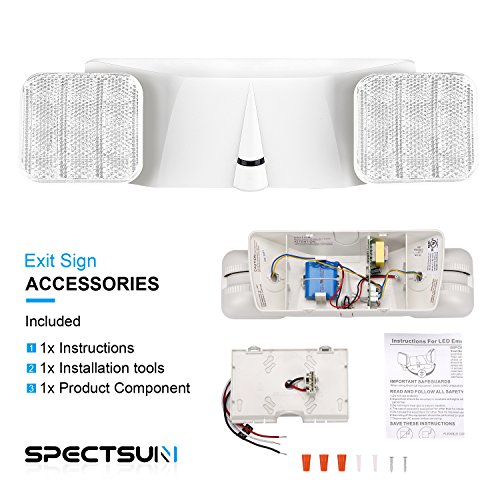 SPECTSUN 4 Pack LED Emergency Lights White, Adjustable Square Head Emergency Led Light with Battery, White Emergency Light/Emergency Light Fixture/Emergency Sign/Emergency Light Remote