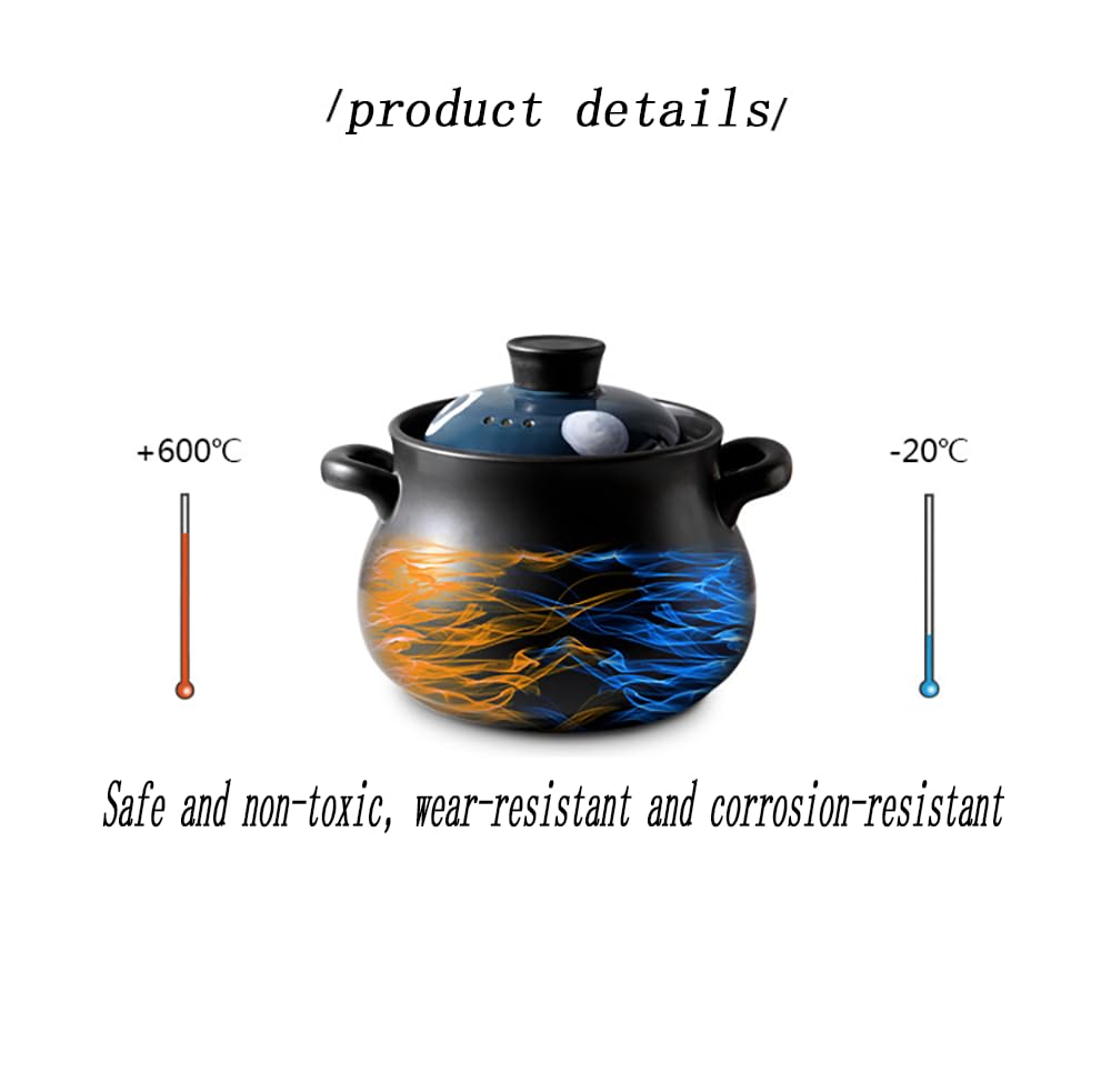 Ceramiczny garnek do duszenia, Ceramiczny czarny garnek gliniany do zapiekania z pokrywką(4.5l)
