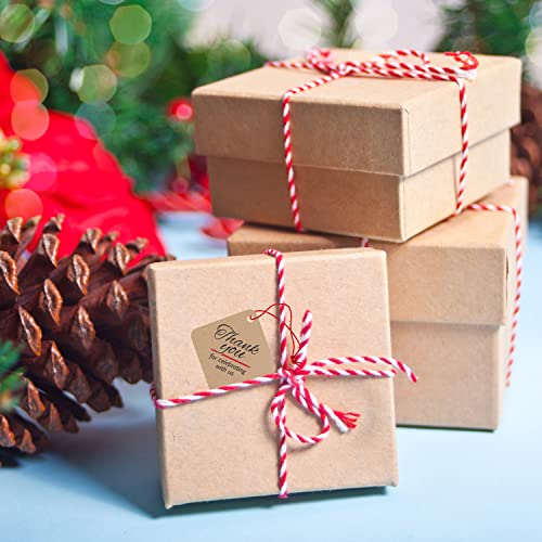 Image of Clickedin - Thank You Brown Tags for Packaging with String 50 Pieces