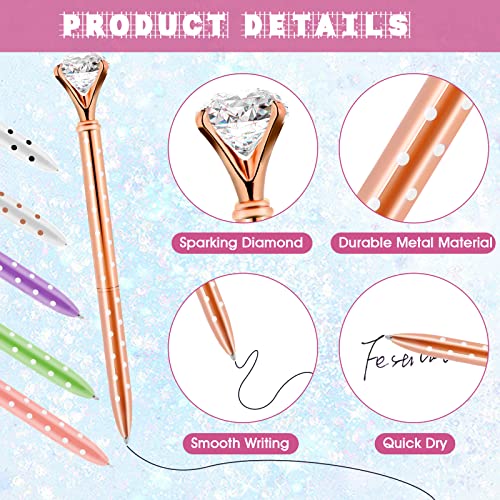 Tiesome Diamond Gel Pen, 1.0Mm Retractable Bling Ballpoint Pen Black Ink Smooth Writing Novelty Pens Pastel Roller Ball Pens For School Office Gift Supplies 6Pcs (Polka Dot) #TOP2