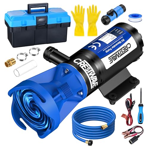 10 Reviews of the Best Rv Macerator Pump for Efficient Waste 8 CrestWave RV Macerator Pump 12V, 12GPM Heavy-Duty Self-Priming Macerator Pump for RV, Portable Wastewater Pump with 144W Copper Motor, 3.2FT High-Suction 10FT Lift, All-in-One RV Macerator Pump Kit