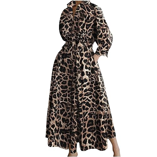 Amazon.com: Plus Size Dresses for Curvy Women Long Sleeve Leopard Print  Empire Waist Button Up Maxi Dress Causal Ruffle Dresses Prime of Day Deals  October 8-9 Women Womens Winter Dresses Coffee S :