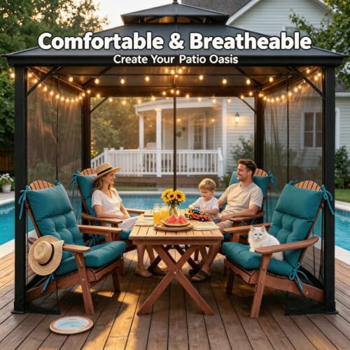 Image of QILLOWAY Outdoor Rocking Chair Cushion 43x21 Inch, 100% Polyester Waterproof Patio Rocking Chair Cushion, High Back Weatherproof Chair Pad for Adirondack & Outdoor Furniture, Peacock Blue