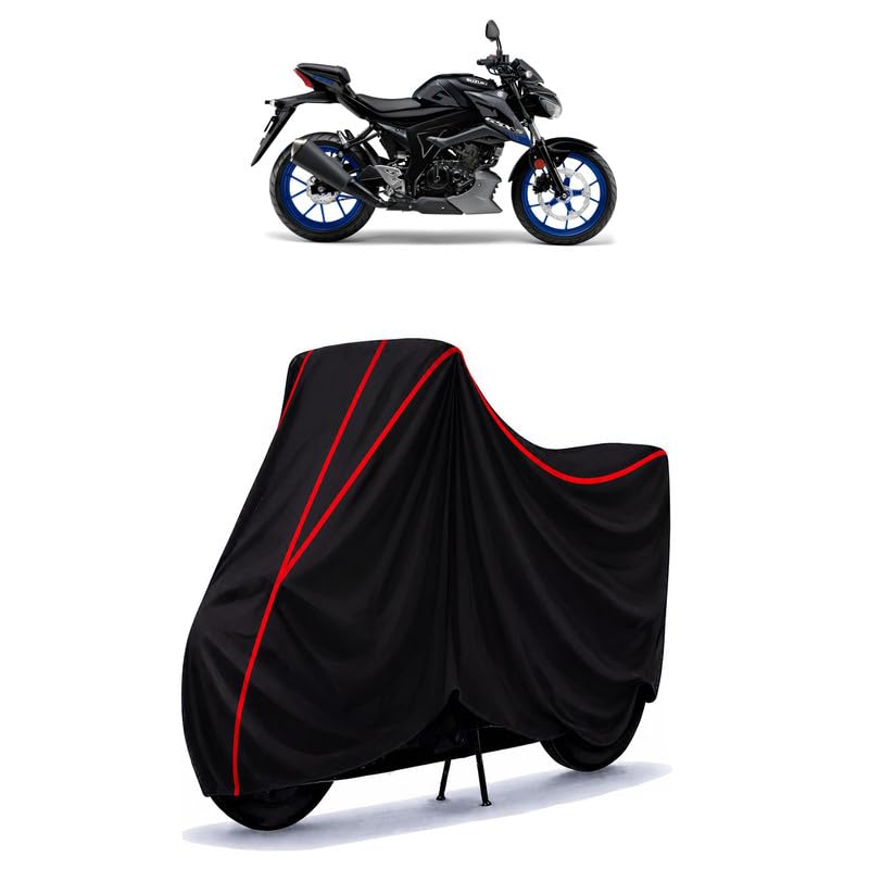 Image of Suzuki GSX Water Resistant Bike Cover for All Motorcycles & Rain | Heavy Duty Taffeta Fabric | UV Protection, Dustproof, Scratchproof | All Weather Two Wheeler Body Cover with Elastic Bottom