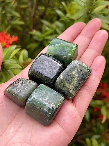 Image of GAF TREASURES 1 /2 LB Nephrite Jade Tumbled Stones, Polished Nephrite Jade Gemstone, Nephrite Jade Healing Crystals (Nephrite Jade)