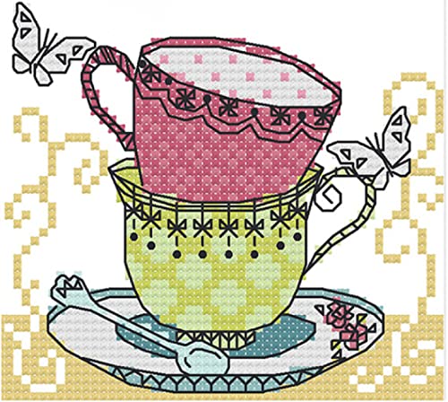 Peinture au diamant 5D cadeau idéal kit mosaïque point de croix motif tasse de thé 30x40