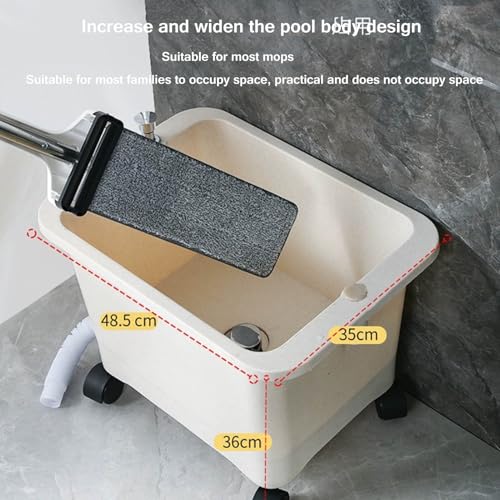 Seau à vadrouille rectangulaire avec robinet intégré pour évier utilitaire