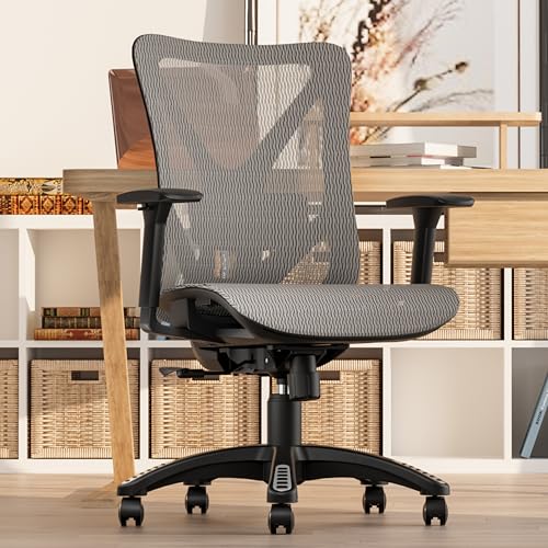 Image of Ergonomic Office Chair, Mesh Computer Desk Chairs with Adjustable Lumbar Support, 3D Armrest, Tilt Function, Comfy Wide Seat, Executive Work Task Chair for Company & Home, Gaming Chair (Grey)