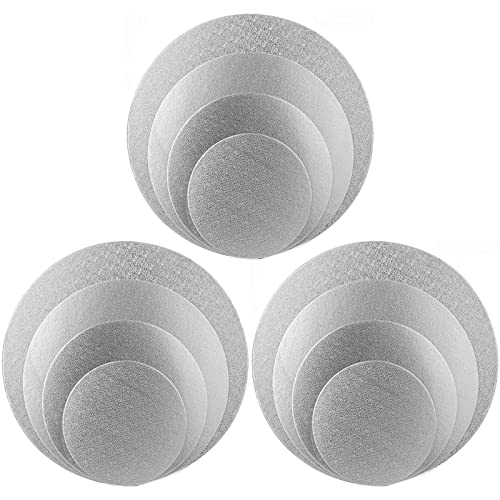 Tebery 12pieza Tarta encimera Pastel Heber Heber presentar Aluminio Calidad Profesional (Diámetro de 15 + 20 + 25 + 30 cm, Plata) Cover