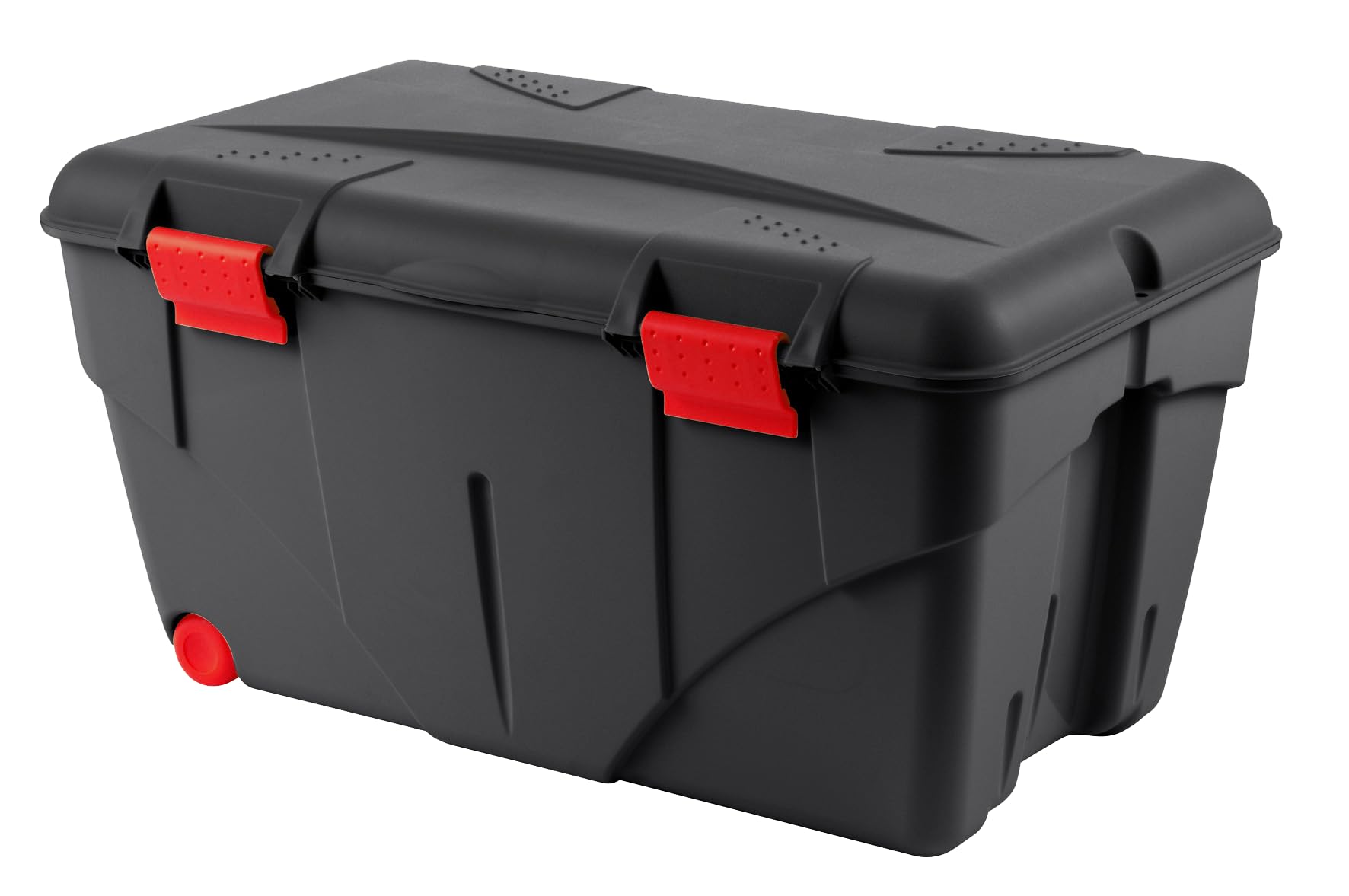 Boite à outils - Caisse de rangement avec couvercle Malle + roulettes Trafic 110 L Rouge / Noir