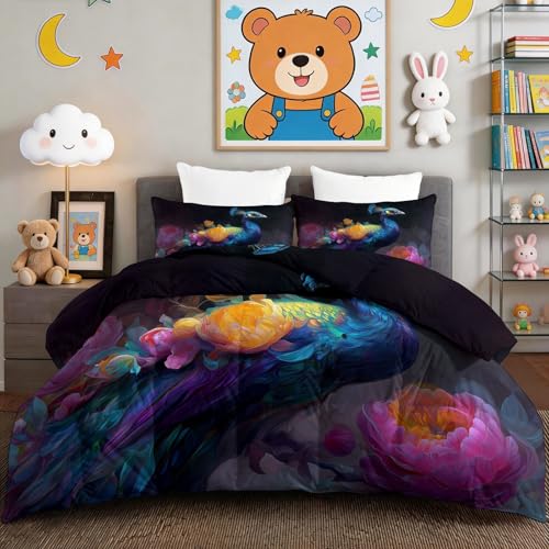Edredón lavable de microfibra transpirable negro con 2 fundas de almohada de 155 x 220 cm 4