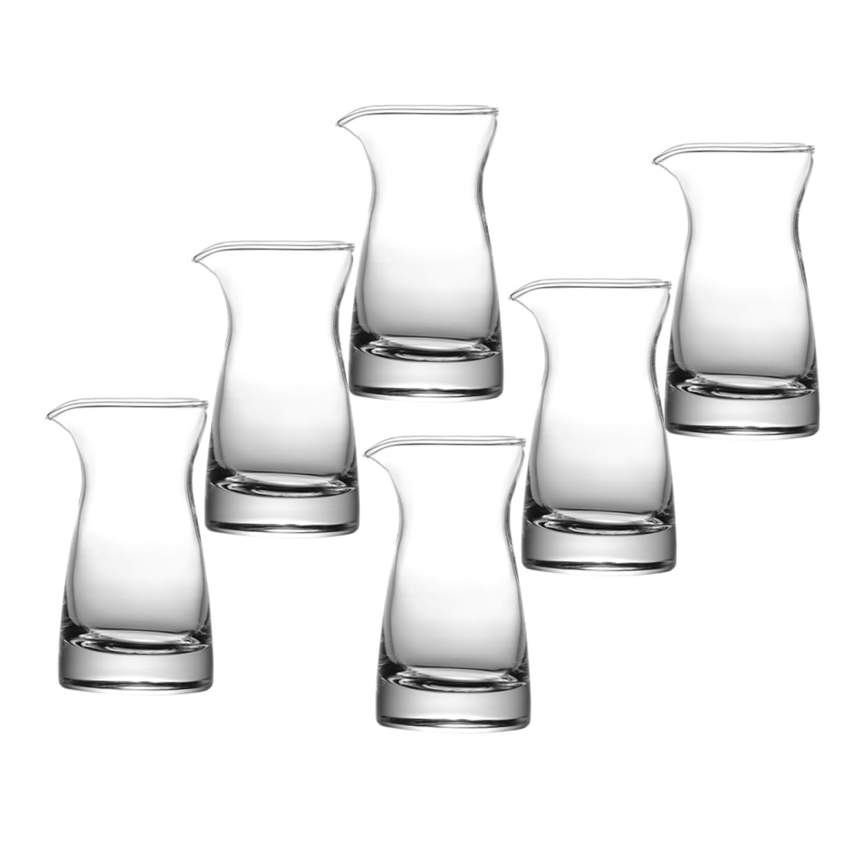 Ciieeo 6PCS Clear Glass Creamer Pitchers Versatile Kitchen Dispensers for Milk Sauces and Wine Space Saving Design for Organized Storage for Wedding Decor and Entertaining