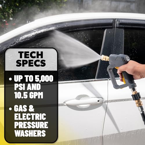 Image of Chemical Guys EQP402 Snubby Pressure Washer Gun, Foam Cannon Attachment + EQP 310 TORQ Professional Foam Cannon Max Foam 8 (For Car, Truck, Home, RV, Boat, Connects To Pressure Washer) - 2 Item Bundle
