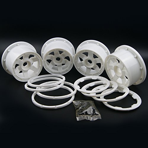 TITRACING White Front and Rear Wheel and Beadlock Rim for 1/5 HPI ROVAN KM Baja 5B SS 5T
