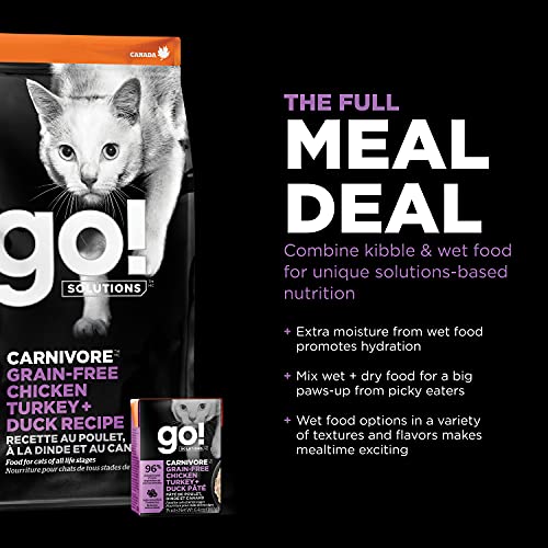 Go! Solutions Carnivore Grain Free Dry Cat Food, 16 Lb - Chicken, Turkey + Duck Recipe - Protein Rich Dry Cat Food - Complete + Balanced Nutrition For All Life Stages #TOP5
