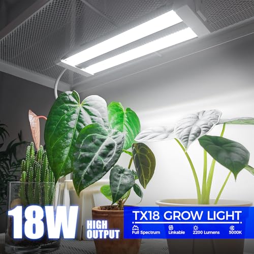 Image of Barrina TX18 1FT LED Grow Light, 72W(4 x 18W, 360W Equivalent), High PPFD, 5000K Full Spectrum, Hanging Grow Light from Seed to Flower with On /Off Switch, Mechanical Timer, Linkable, 4 Packs