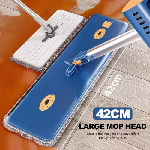 bestyks Großer Flachmopp Eimer,Handfreier Wischmopp Flachmopp Set mit Eimer,Bodenwischer Set mit...