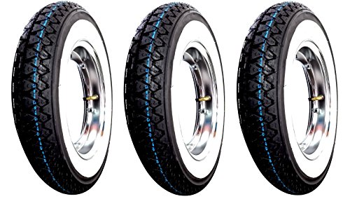 3 ruedas Complete Montada para Vespa 50 special con color 3 Círculos, 3 neumáticos Kenda K 333 con banda blanca tamaño 3.00 – 10, 3 Camera D Aire Kenda